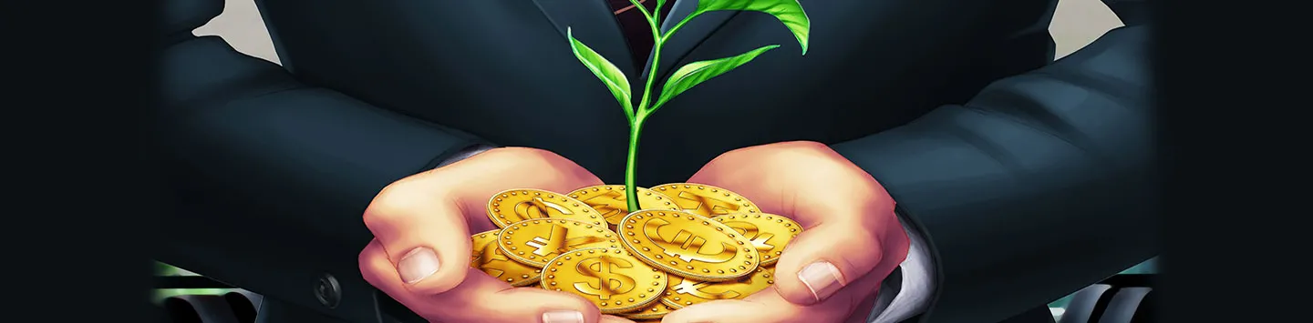 image of a man holding a money plant