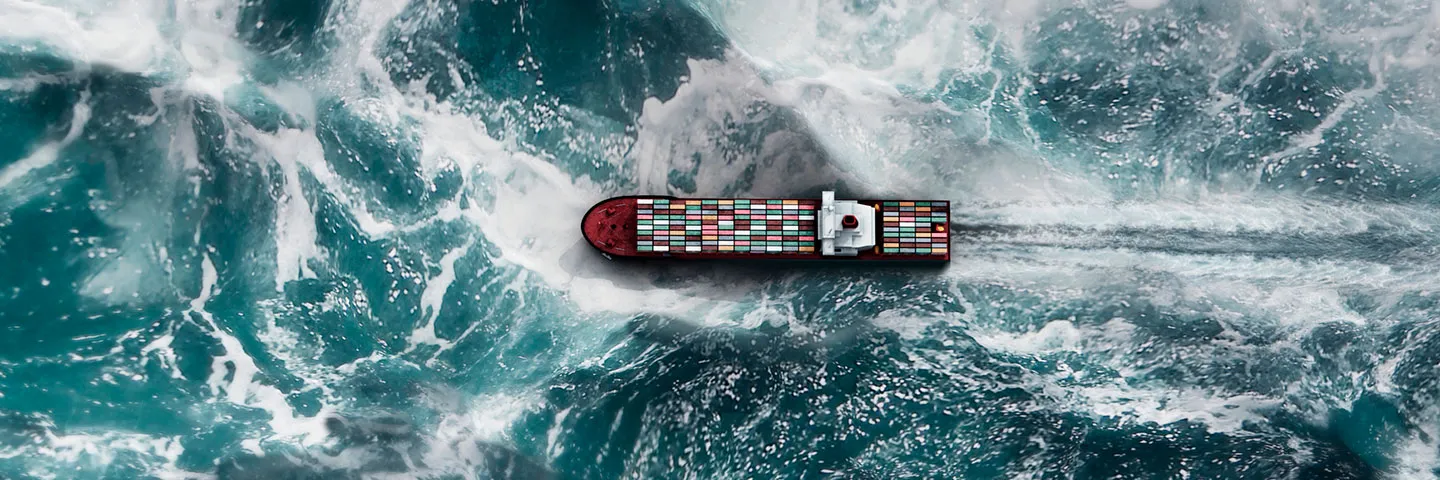 Container ship on the sea