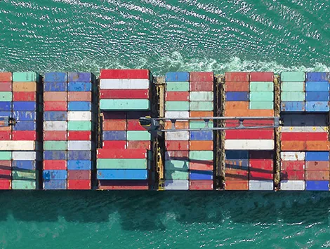 Aerial view of cargo ship