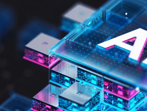 Artificial Intelligence Processor Concept. AI Big Data Array 