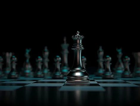 3d Rendered Metal Chess Pieces Concept