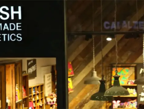 Exterior view of Lush in London, UK. 