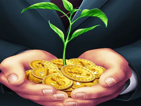 image of a man holding a money plant