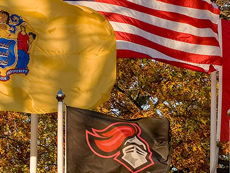 Flags on campus at Rutgers University