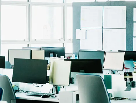 Workstations in empty high tech office